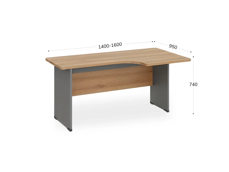 BRL RB085-140х95R Угловое рабочее место правое 1400х950х740 Акация/Серый вулкан-кий