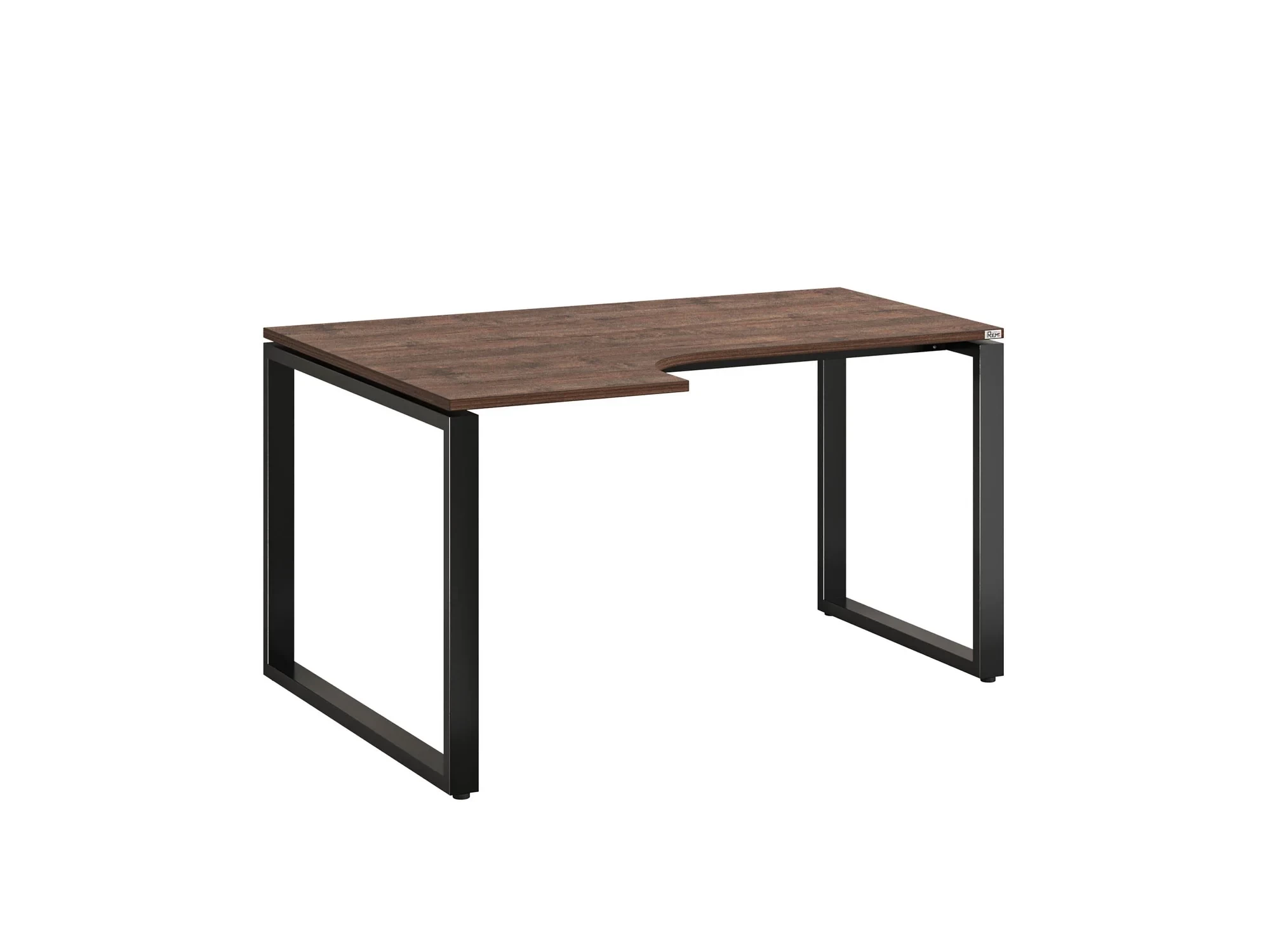 Стол угловой, О-опора, левый 1400x800/1000x750, RM055-14x8-10 Дуб Апрельский шоколад/Черный