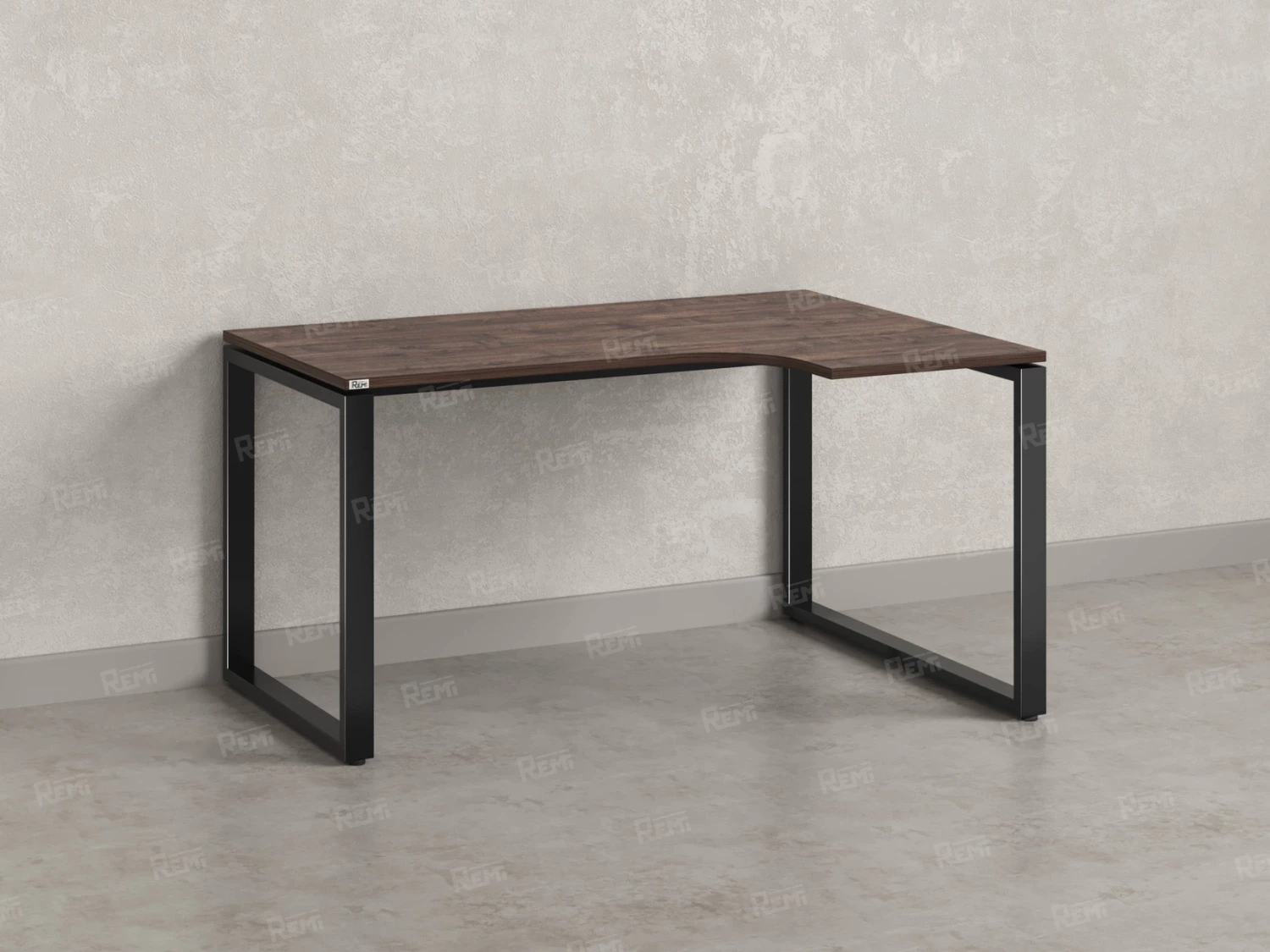 Стол угловой, О-опора, правый 1800x800/1000x750, RM054-18x8-10 Дуб Апрельский шоколад/Черный