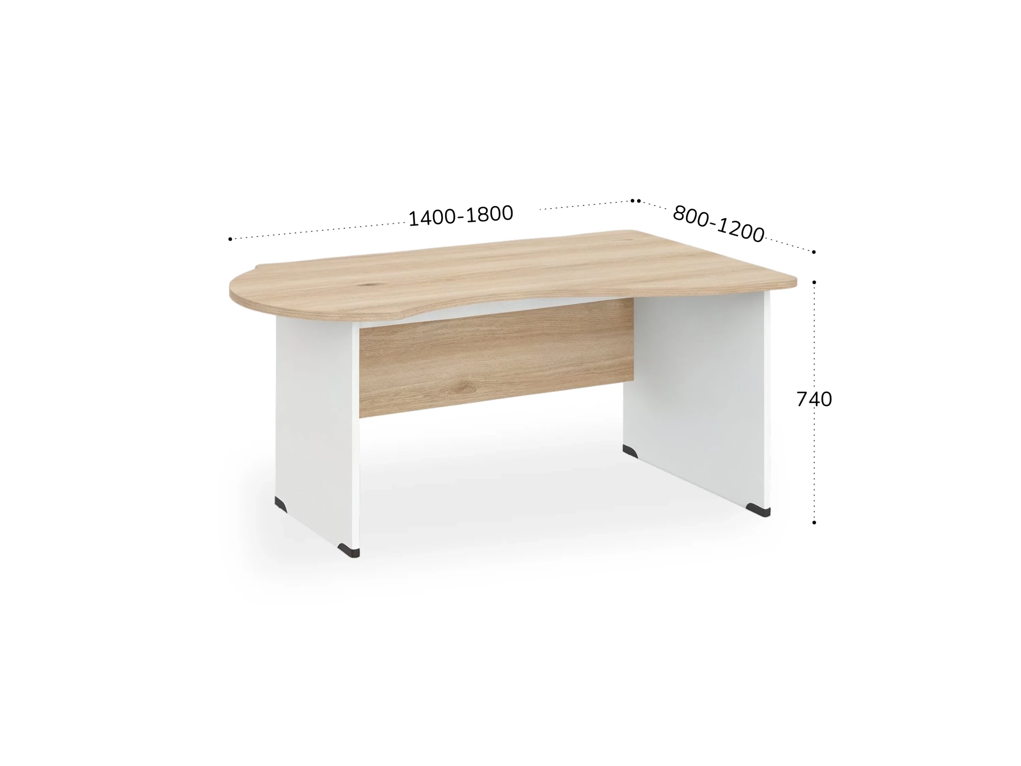 BRL RB004-180х120R Стол асимметричный правый 1800х1200х740 Акация/Белый