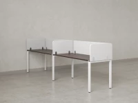 Бенч-система в 1 ряд, 2 рабочих места 5 тканевых экранов 3200x800x750 RM167-1-32x8 Дуб Апрельский шоколад/Белый