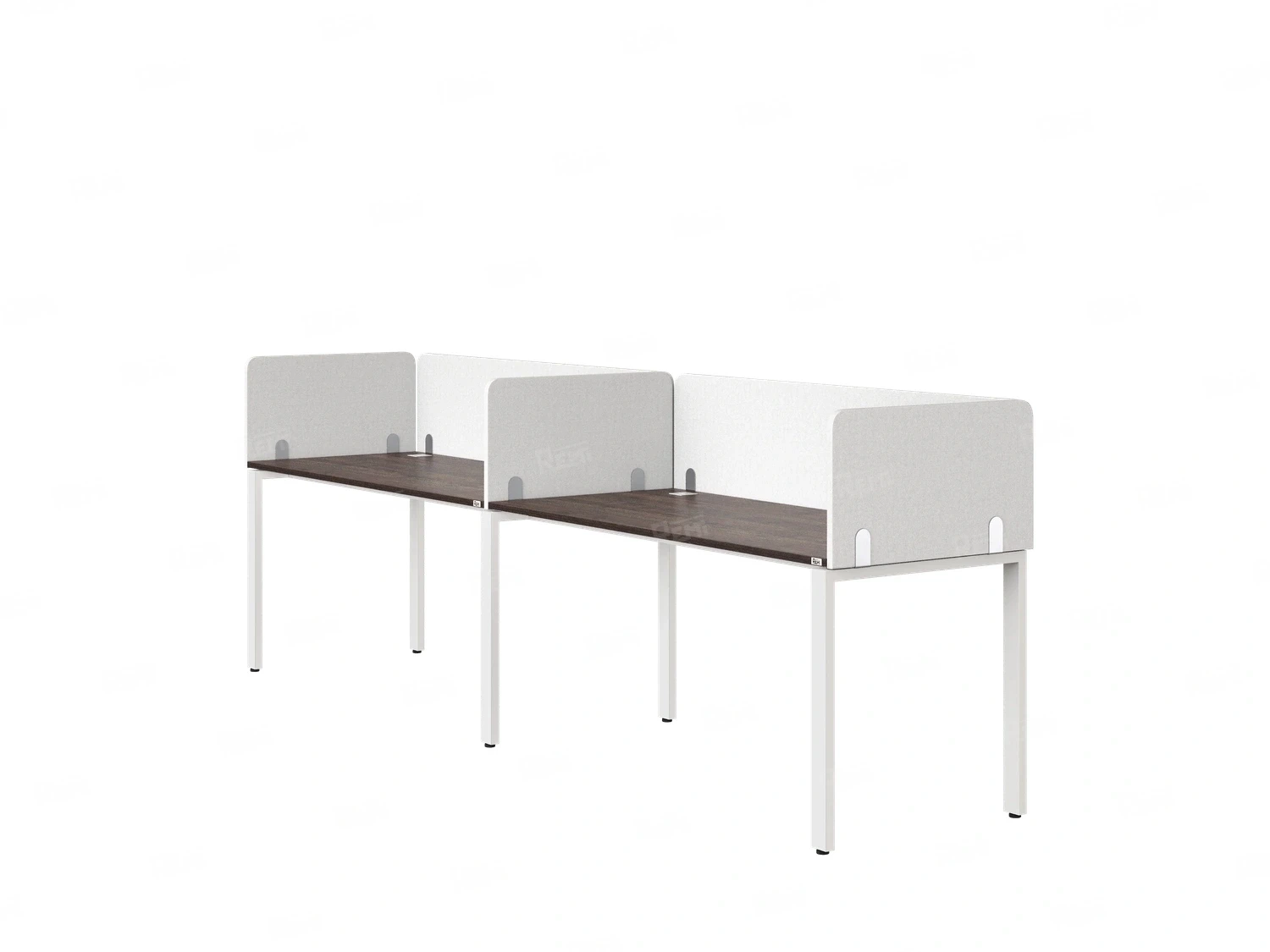 Бенч-система в 1 ряд, 2 рабочих места 5 тканевых экранов 3200x800x750 RM167-1-32x8 Дуб Апрельский шоколад/Белый