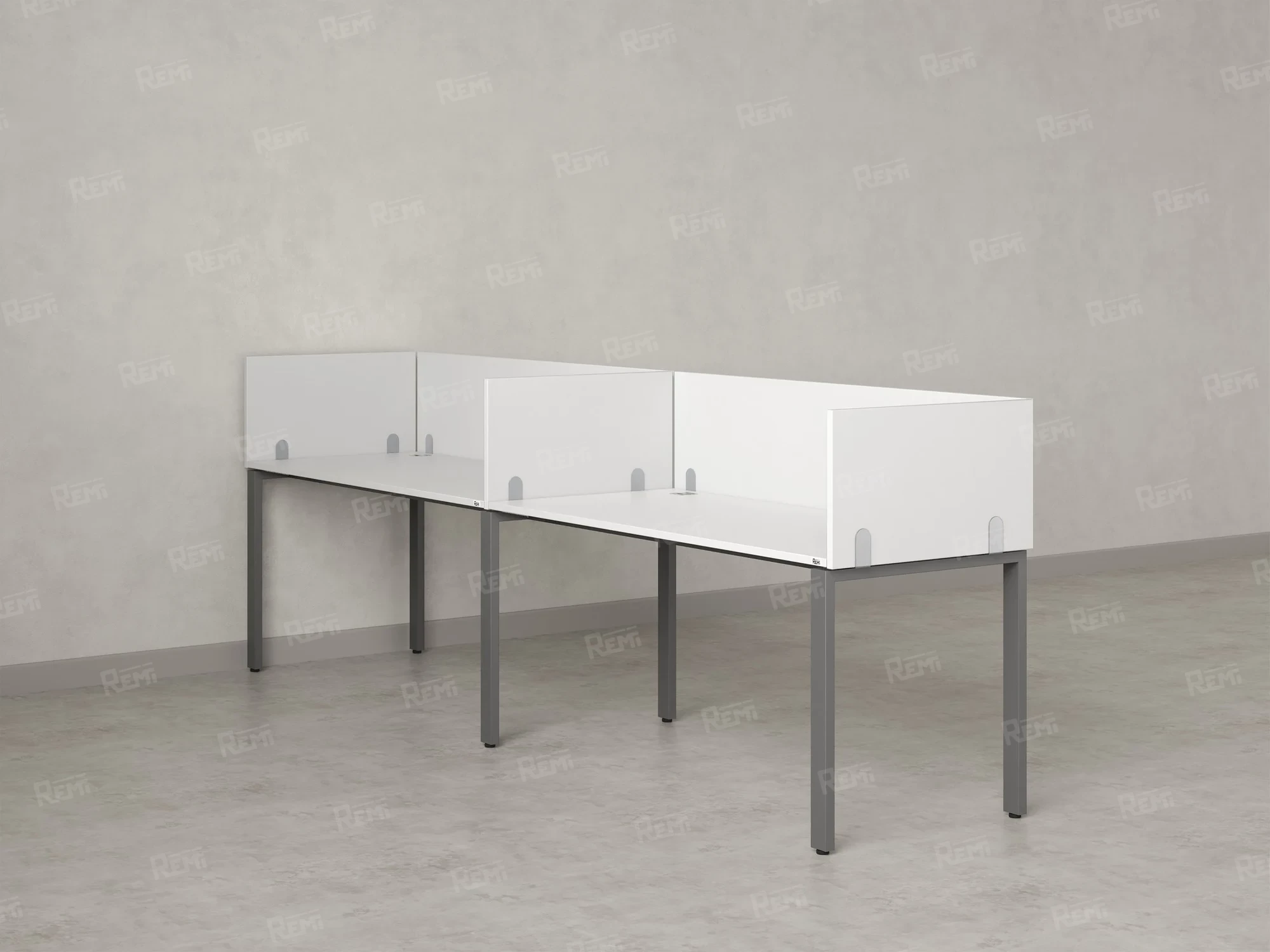 Бенч-система в 1 ряд, 2 рабочих места 5 ЛДСП экранов 2400x600x750 RM167-2-24x6 Белый/Серый