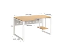 Стол угловой, экран металл, О-опора, левый 1400x700/900x750, RM056-14x7-9 Вяз Швейцарский светлый/Белый