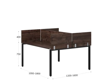 Бенч-система, 2 рабочих места, 5 ЛДСП экранов 1800x1200x750 RM165-4-18x12 Дуб Апрельский шоколад/Черный