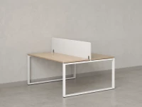 Бенч-система, 2 рабочих места, с одним тканевым экраном 1200x1400x750 RM169-1-12x14 Вяз Швейцарский светлый/Белый