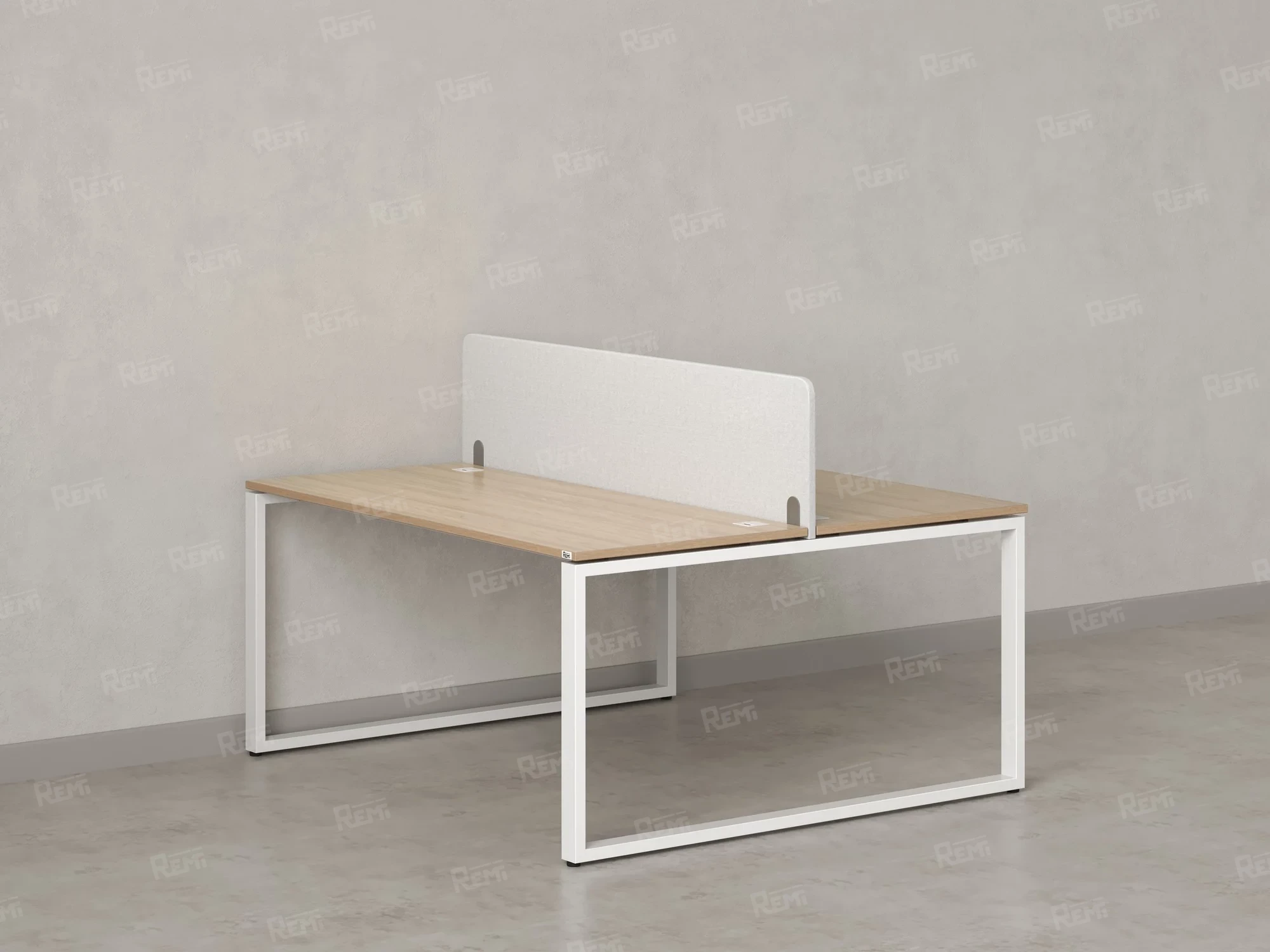 Бенч-система, 2 рабочих места, с одним тканевым экраном 1200x1400x750 RM169-1-12x14 Вяз Швейцарский светлый/Белый