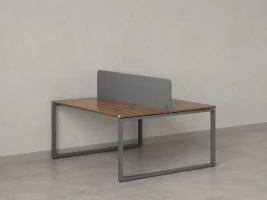 Бенч-система, 2 рабочих места, с одним тканевым экраном 1600x1400x750 RM169-1-16x14 Дуб Юстус/Серый