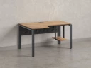 Стол угловой, экран металл, П-опора, левый 1400x900/1200x750, RM059-14x9-12 Дуб Юстус/Серый
