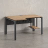 Стол угловой, экран металл, П-опора, левый 1400x900/1200x750, RM059-14x9-12 Дуб Юстус/Серый