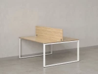 Бенч-система, 2 рабочих места, с одним экраном ЛДСП 1600x1200x750 RM169-2-16x12 Вяз Швейцарский светлый/Белый