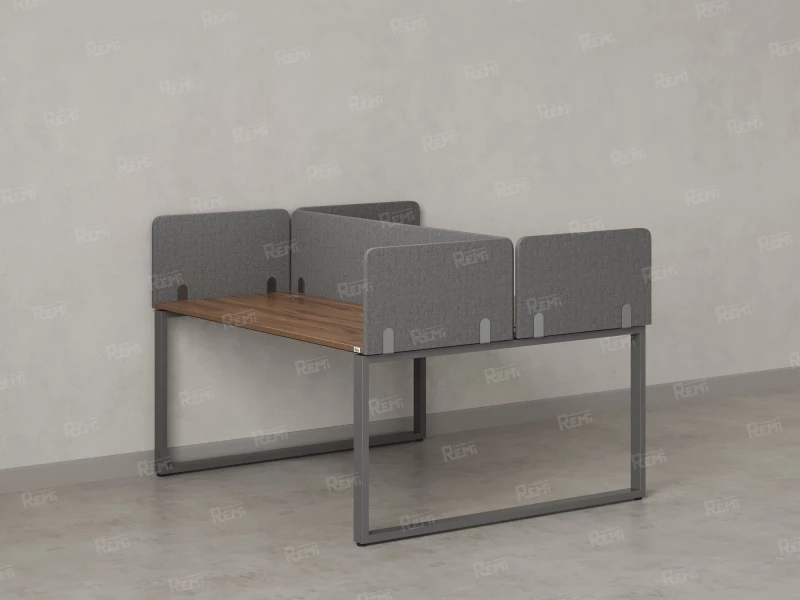 Бенч-система, 2 рабочих места, 5 тканевых экранов 1000x1200x750 RM169-3-10x12 Дуб Юстус/Серый