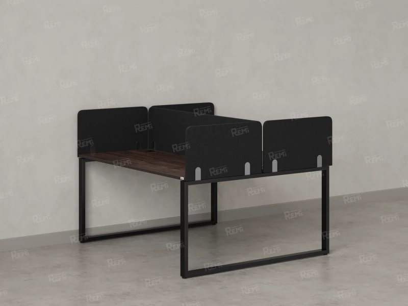 Бенч-система, 2 рабочих места, 5 тканевых экранов 1400x1400x750 RM169-3-14x14 Дуб Апрельский шоколад/Черный