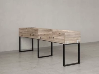 Бенч-система в 1 ряд, 2 рабочих места 5 ЛДСП экранов 3200x600x750 RM168-2-32x6 Дуб Маувелла/Черный