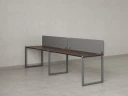Бенч-система в 1 ряд, 2 рабочих места 2 тканевых экранов 2000x700x750 RM168-3-20x7 Дуб Апрельский шоколад/Серый