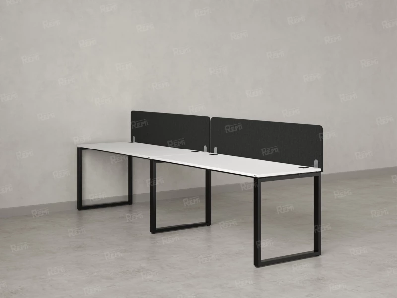Бенч-система в 1 ряд, 2 рабочих места 2 тканевых экранов 2700x800x750 RM168-3-27x8 Белый/Черный