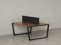 Бенч-система, 2 рабочих места, с одним тканевым экраном 1600x1400x750 RM172-1-16x14 Дуб Юстус/Черный