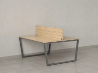 Бенч-система, 2 рабочих места, с одним экраном ЛДСП 1600x1200x750 RM172-2-16x12 Вяз Швейцарский светлый/Серый