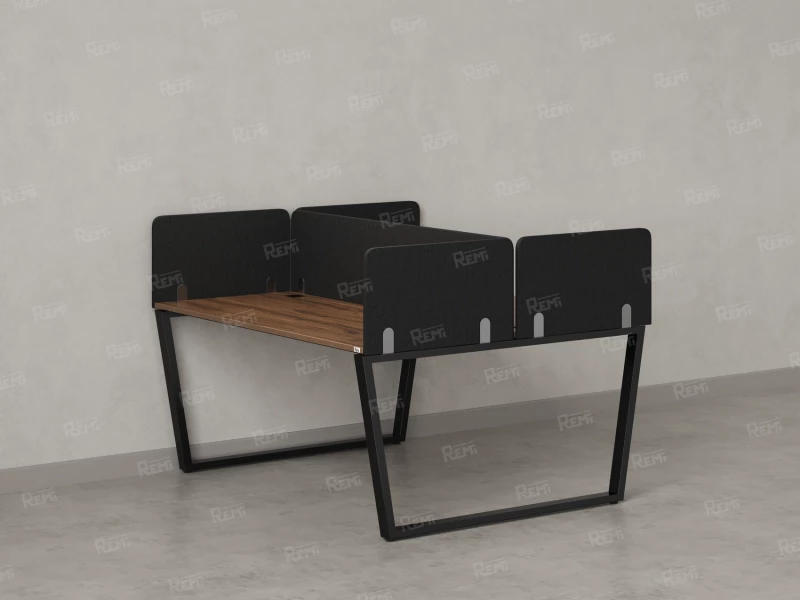 Бенч-система, 2 рабочих места, 5 тканевых экранов 1000x1200x750 RM172-3-10x12 Дуб Юстус/Черный