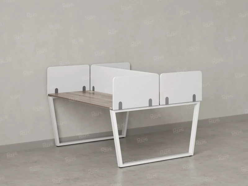 Бенч-система, 2 рабочих места, 5 тканевых экранов 1400x1400x750 RM172-3-14x14 Дуб Маувелла/Белый
