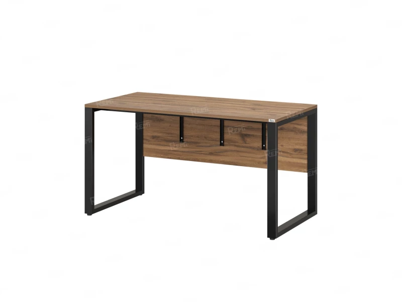 Стол прямой на О-образных опорах, экран ЛДСП 2000x700x750 RM006-20x7 Дуб Юстус/Черный