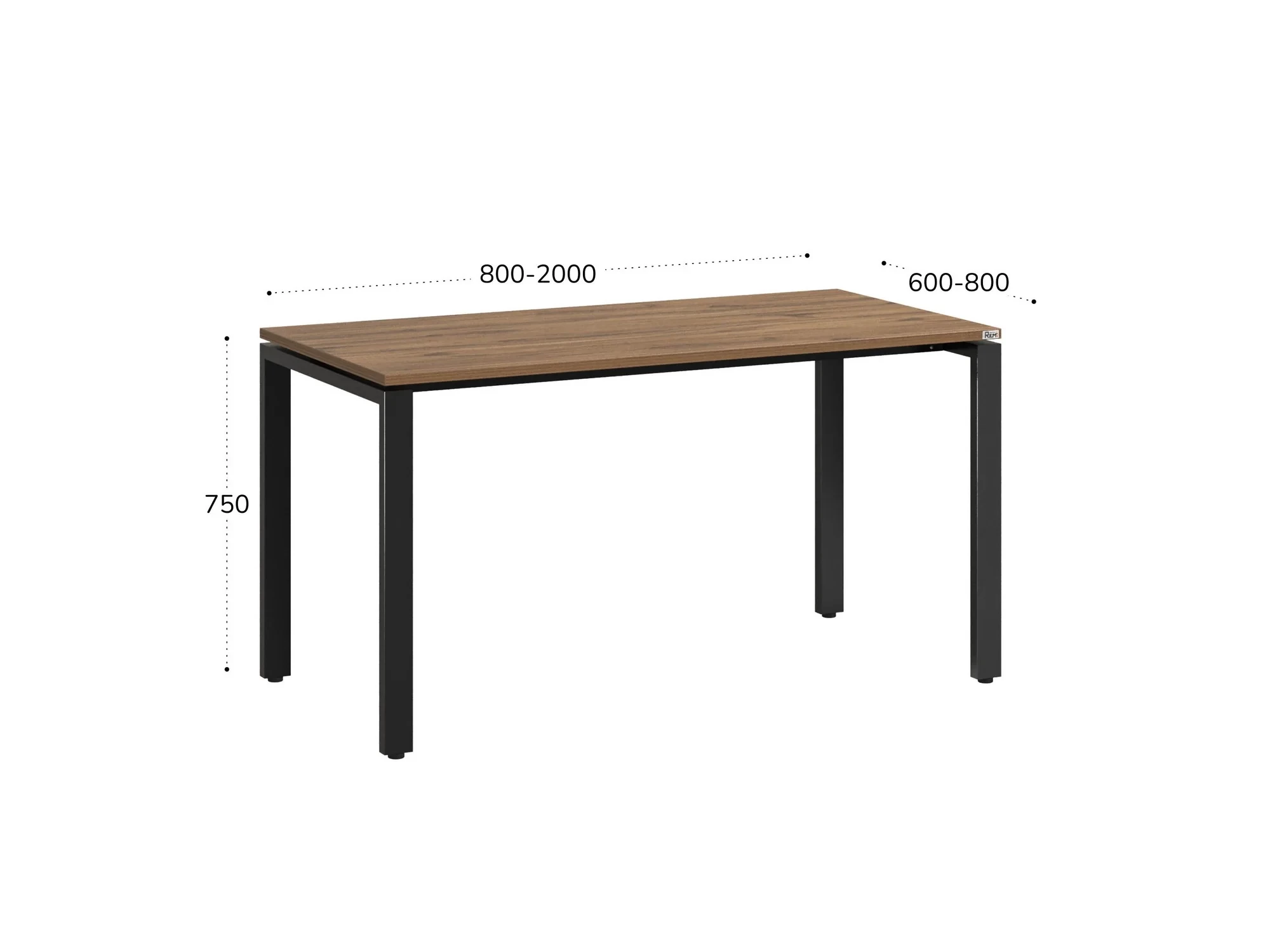 Стол прямой на П-образных опорах 2000x600x750 RM001-20x6 Дуб Юстус/Черный