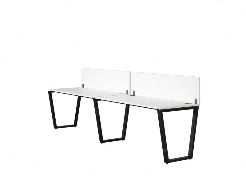 Бенч-система в 1 ряд, 2 рабочих места 2 ЛДСП экранов 3600x700x750 RM174-4-36x7 Белый/Черный