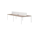 Бенч-система, 4 рабочих места, на П-образных опорах, 2 тканевых экранов 3600x1600x750 RM166-3-18x16 Дуб Юстус/Белый