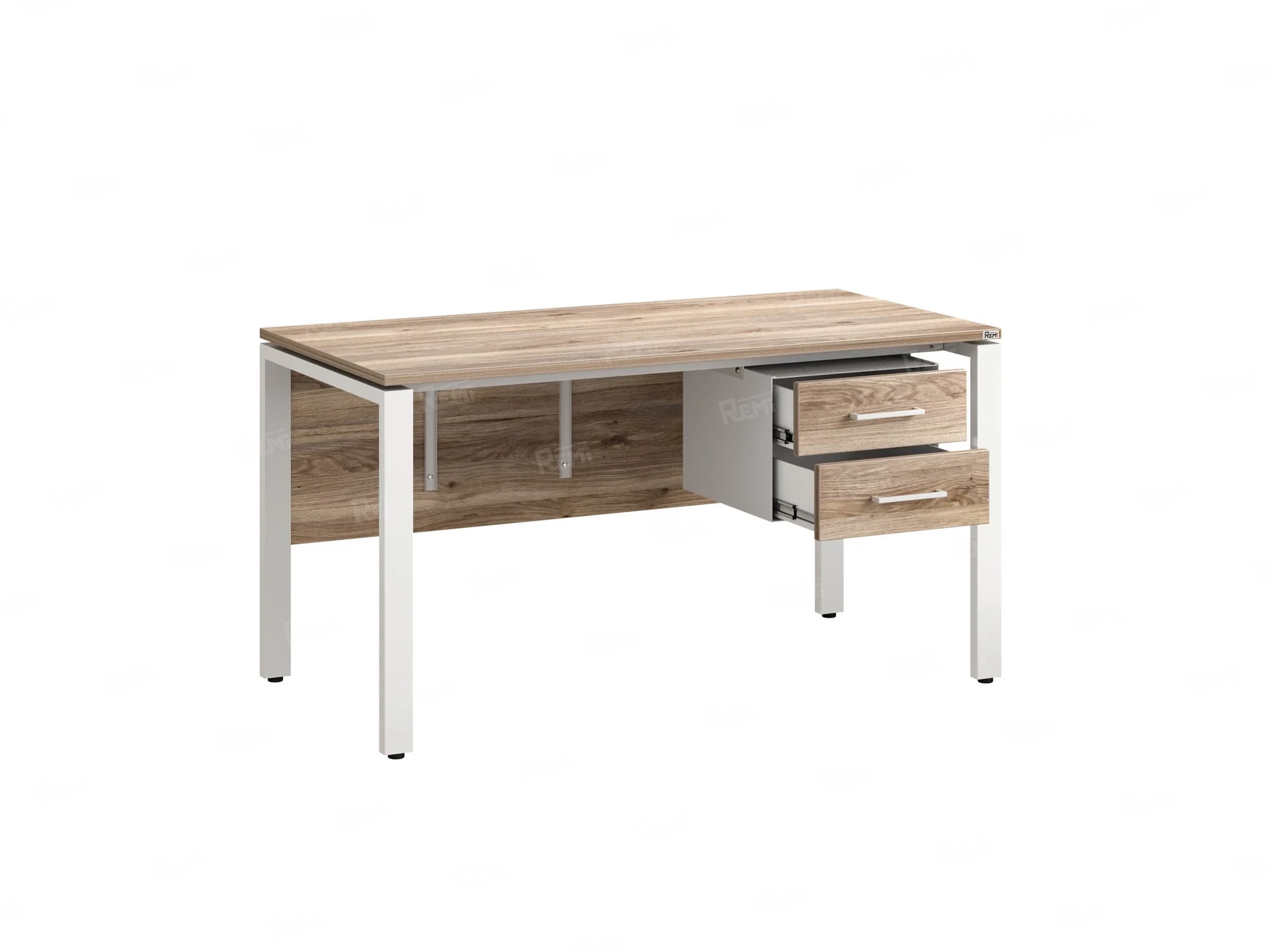 Стол прямой, подвесная тумба, ЛДСП экран, П-опора 2000x700x750 RM031-20x7 Дуб Маувелла/Белый