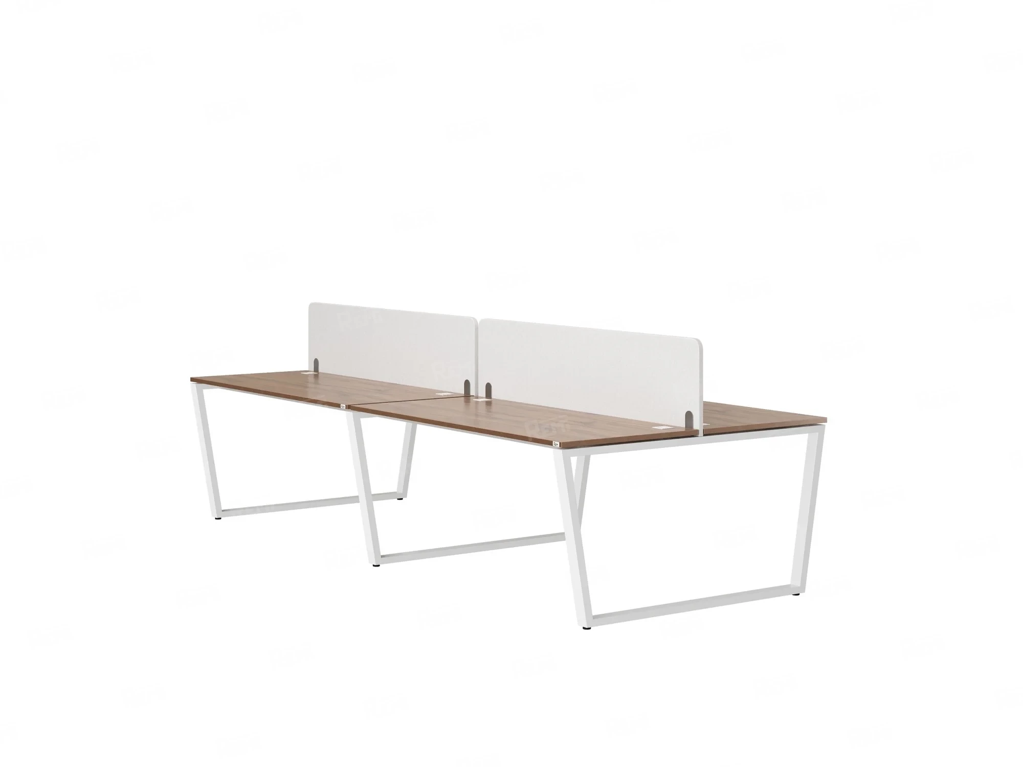 Бенч-система, 4 рабочих места, на U-образных опорах, 2 тканевых экранов 3600x1600x750 RM173-3-18x16 Дуб Юстус/Белый