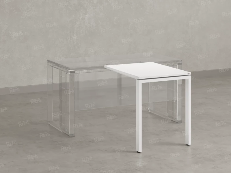 Брифинг прямой, с парящей столешнецей, на П-образном каркасе 1600x700x750 RM070-16x7 Белый/Белый