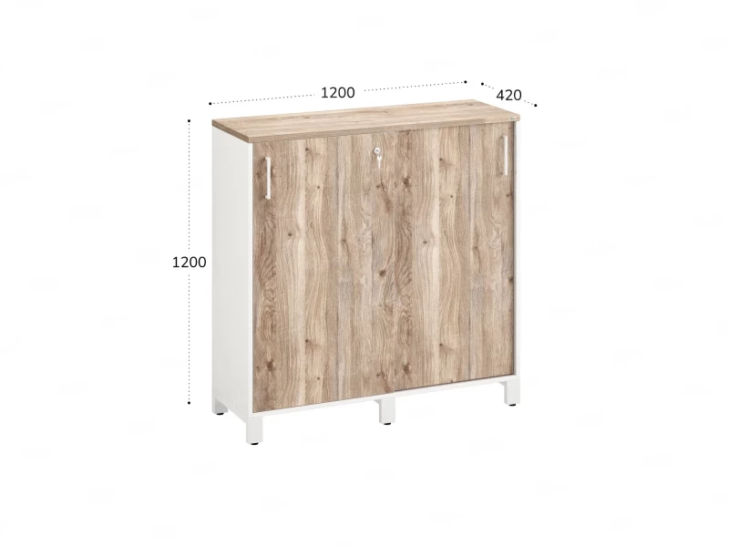 Шкаф-купе низкий, 3 полки 1200x420x1200 RM128-120x42 Дуб Маувелла/Белый