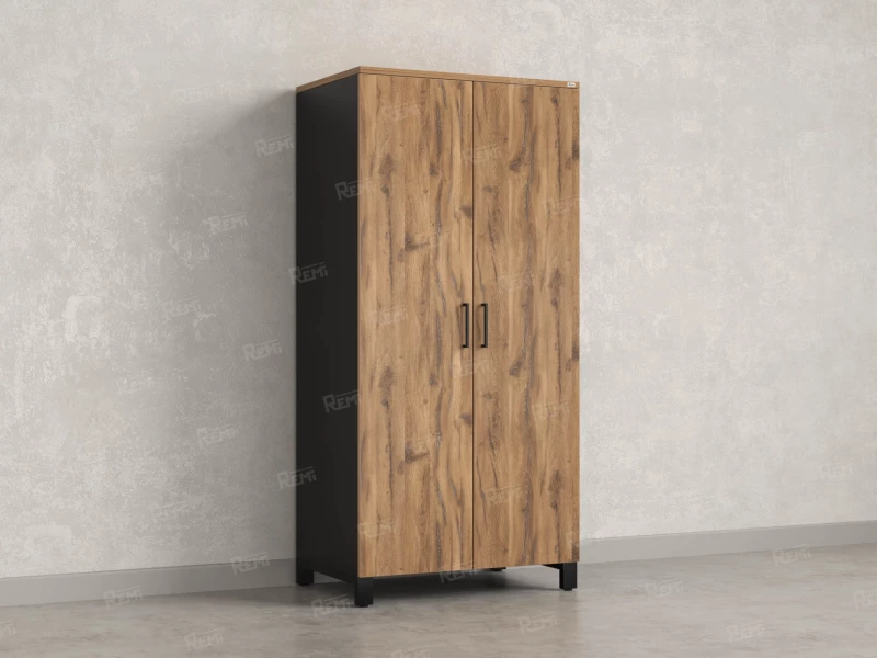 Гардероб, штанга, 1 полка 900x600x1900 RM158-90x60 Дуб Юстус/Черный