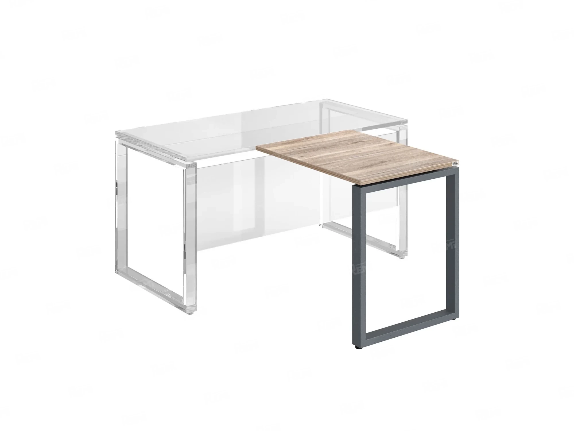 Брифинг прямой, с парящей столешнецей, на О-образном каркасе 1800x800x750 RM072-18x8 Дуб Маувелла/Серый