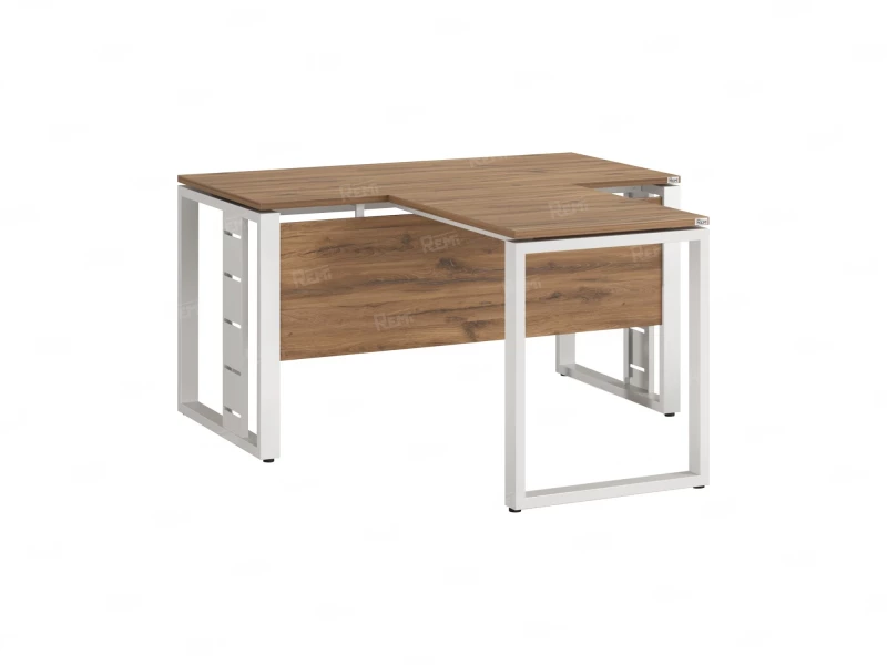 Стол с брифингом с парящей столешницей на О-образных опорах с экраном ЛДСП RM045-16x7 1600x2300x750 Дуб Юстус/Белый