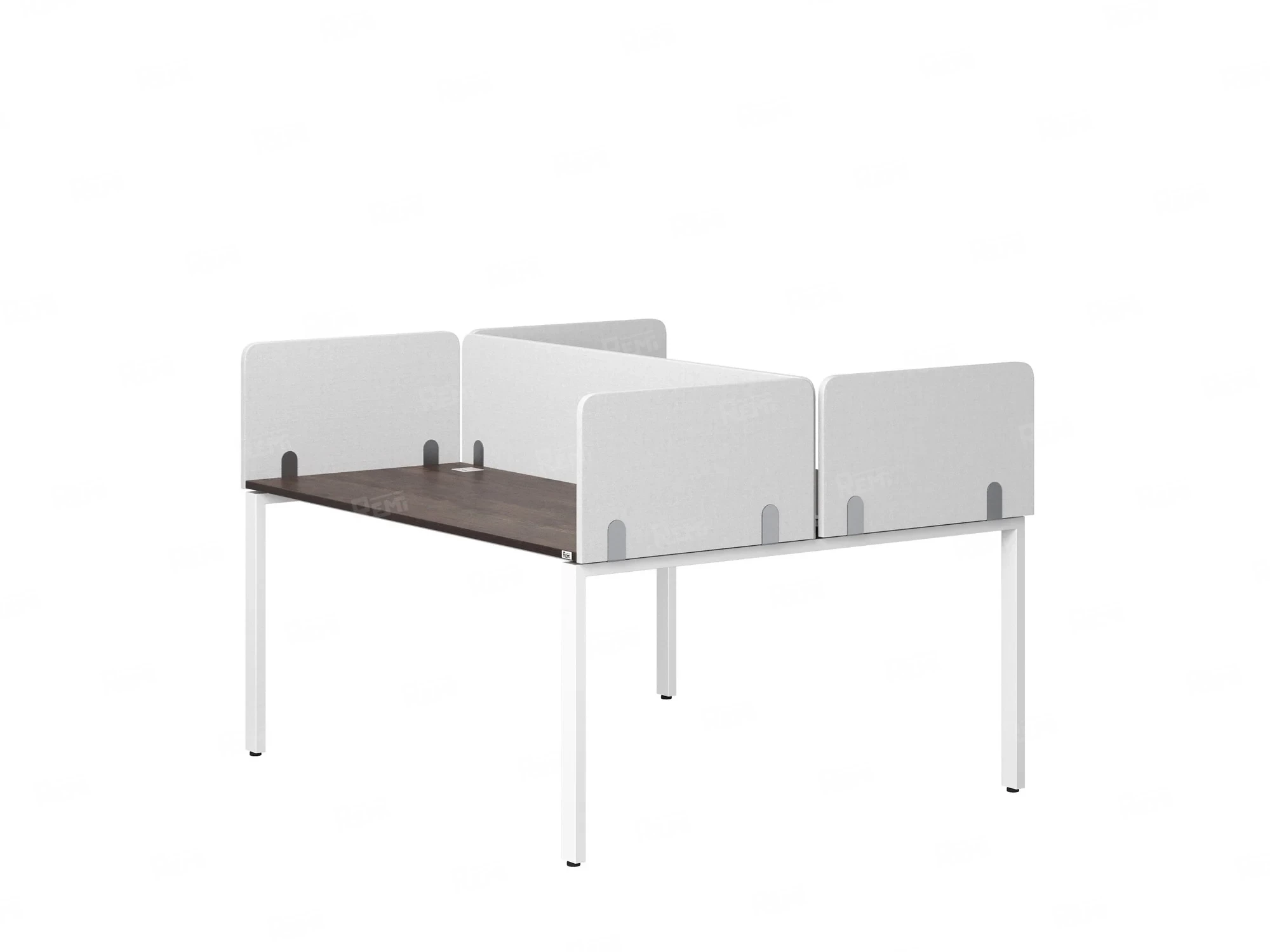 Бенч-система, 2 рабочих места, на П-образных опорах, 5 тканевых экрана 1600x1600x750 RM165-3-16x16 Дуб Апрельский шоколад/Белый