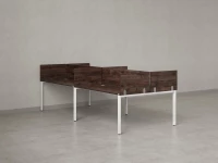 Бенч-система, 4 рабочих места, на П-образных опорах, 8 ЛДСП экранов 2000x1400x750 RM166-2-10x14 Дуб Апрельский шоколад/Белый