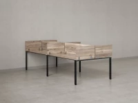 Бенч-система, 4 рабочих места, на П-образных опорах, 8 ЛДСП экранов 3600x1600x750 RM166-2-18x16 Дуб Маувелла/Черный