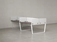 Бенч-система, 4 рабочих места, на U-образных опорах, 8 тканевых экранов 3200x1600x750 RM173-1-16x16 Дуб Апрельский шоколад/Белый