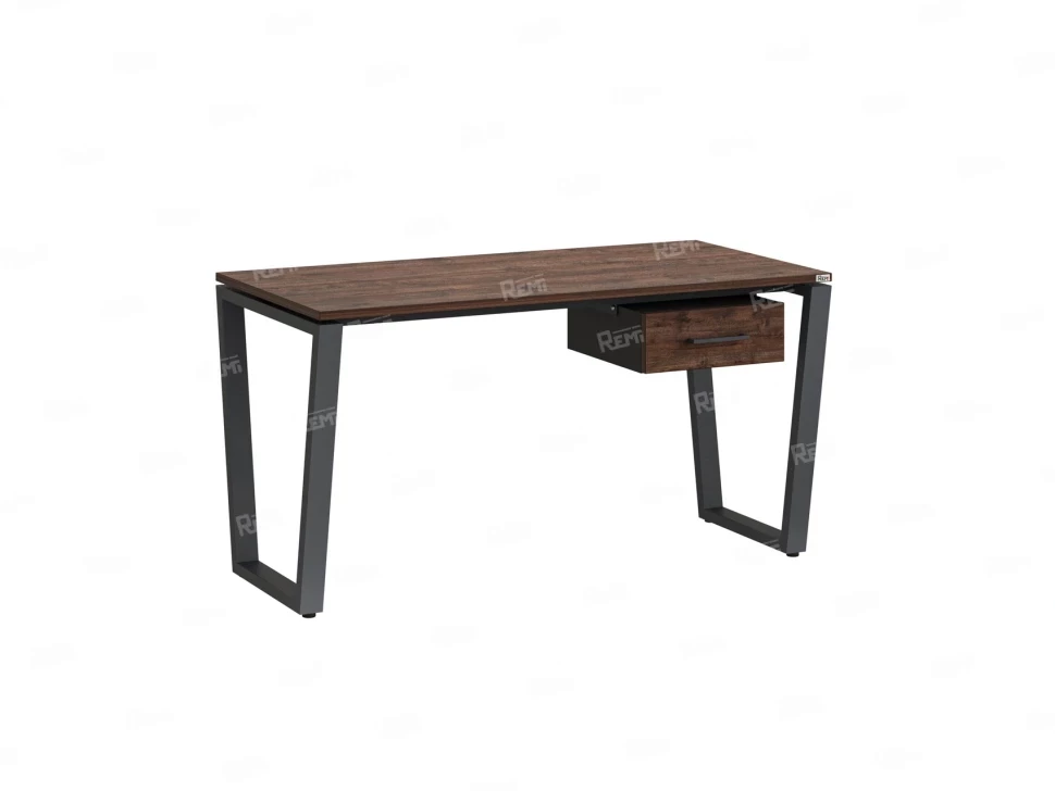 Стол прямой с подвесной тумбой, U-опора 1800x700x750 RM034-18x7 Дуб Апрельский шоколад/Серый