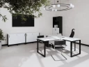 Стол прямой с подвесной тумбой, П-опора 1800x800x750 RM038-18x8 Белый/Черный