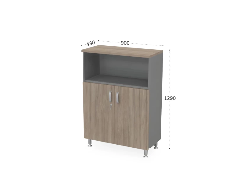 BRL RB052-90х43 Шкаф-стеллаж широкий 3 уровня 900х430х1290 Шорвуд/Серый вулканический