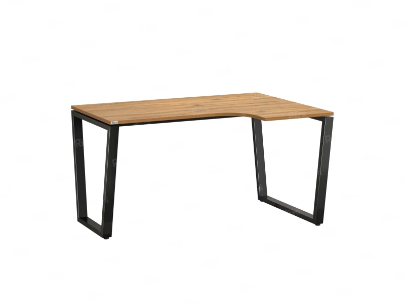 Стол угловой, U-опора, правый 1600x900/1200x750, RM050-16x9-12 Дуб Юстус/Черный