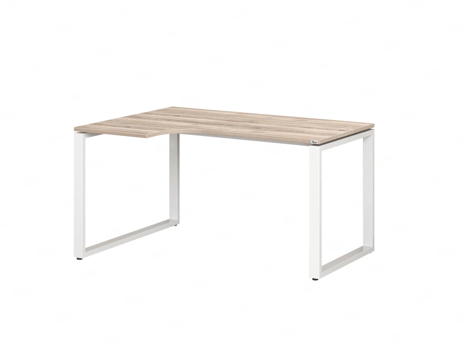 Стол угловой, О-опора, левый 1400x800/1000x750, RM055-14x8-10 Дуб Маувелла/Белый