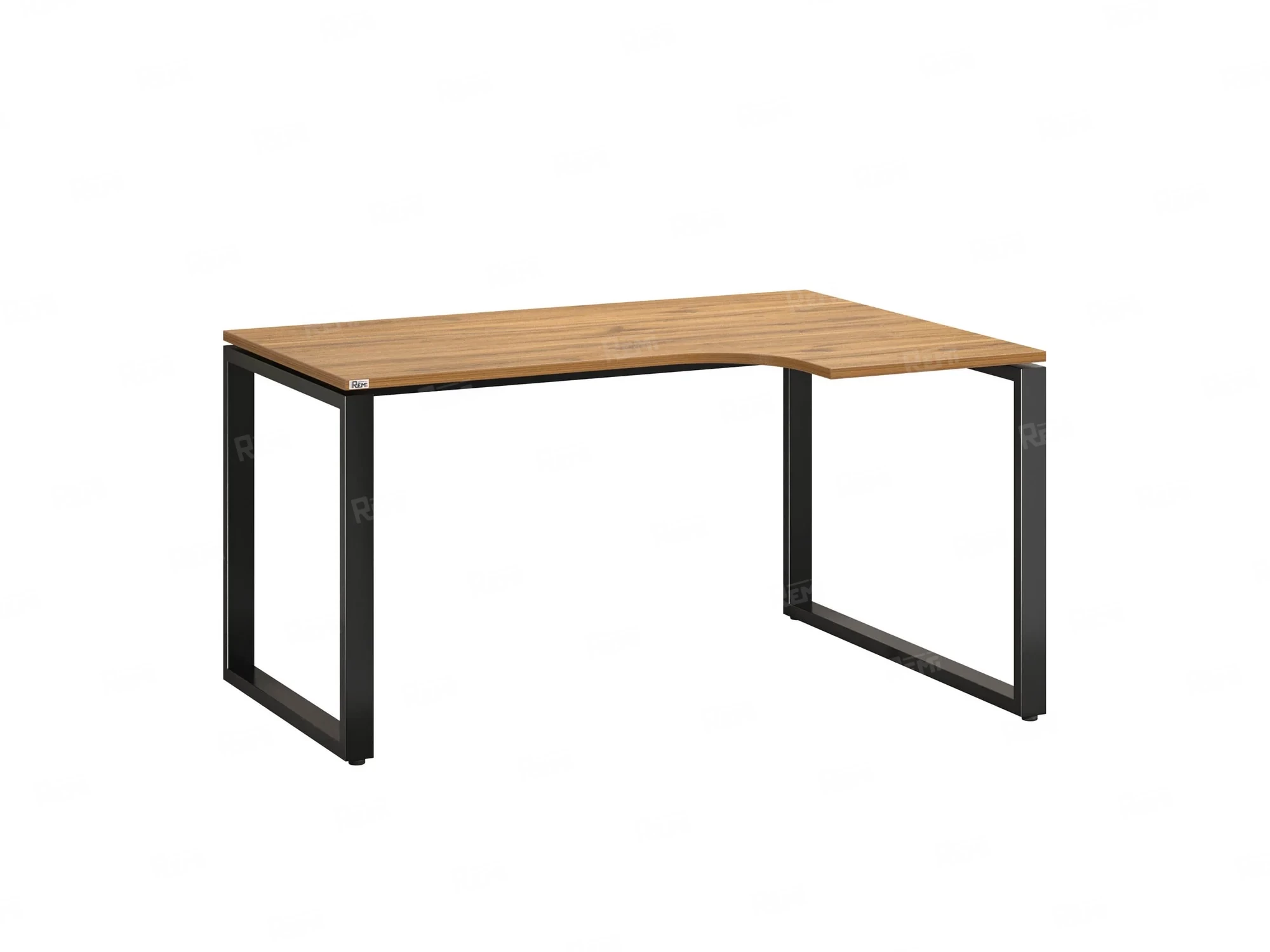 Стол угловой, О-опора, правый 1400x900/1200x750, RM054-14x9-12 Дуб Юстус/Черный