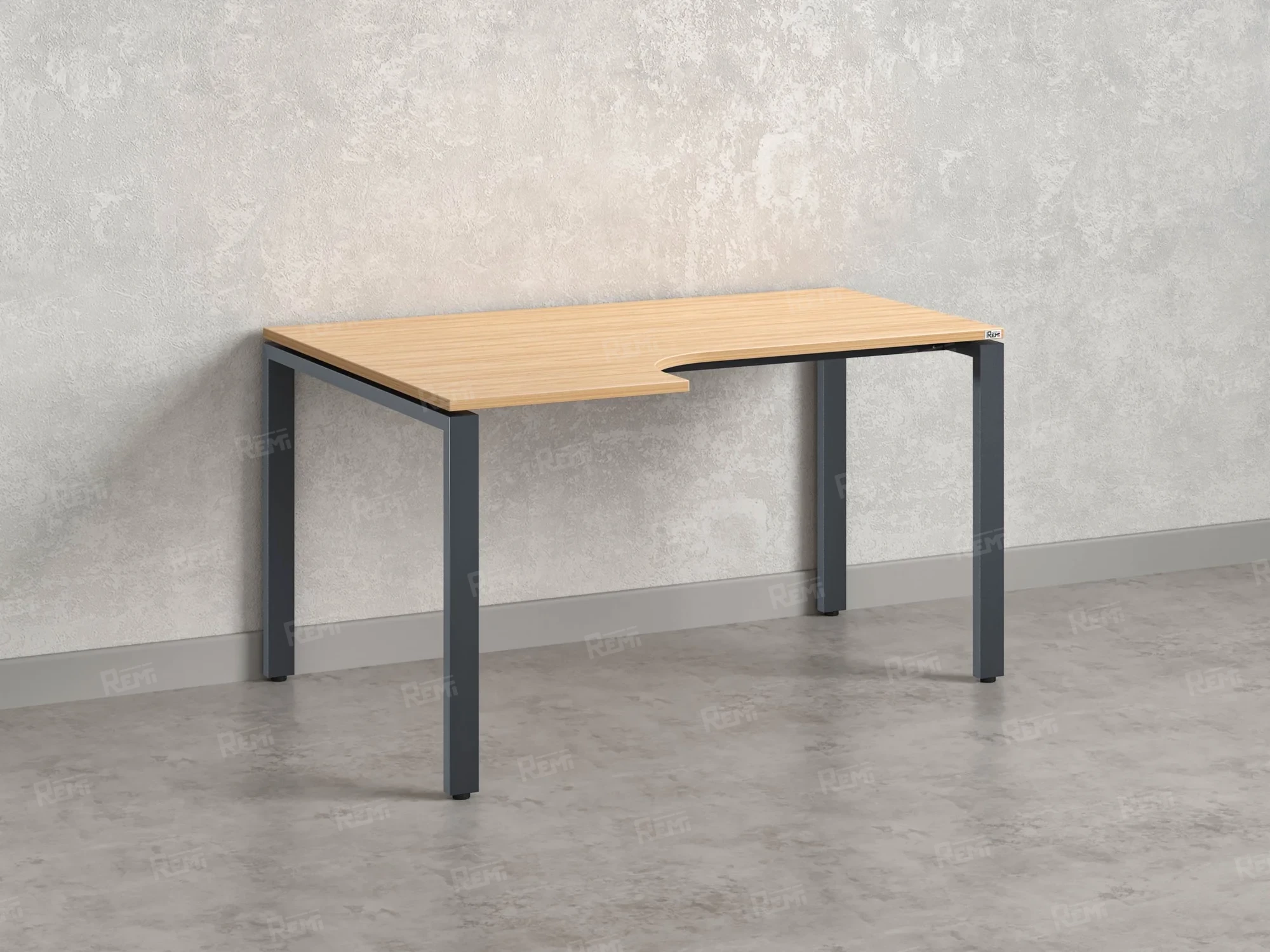 Стол угловой, П-опора, левый 1600x700/900x750, RM053-16x7-9 Вяз Швейцарский светлый/Серый