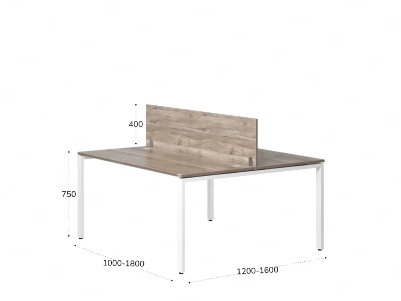 Бенч-система, 2 рабочих места, с одним экраном ЛДСП 1400x1400x750 RM165-2-14x14 Дуб Маувелла/Белый