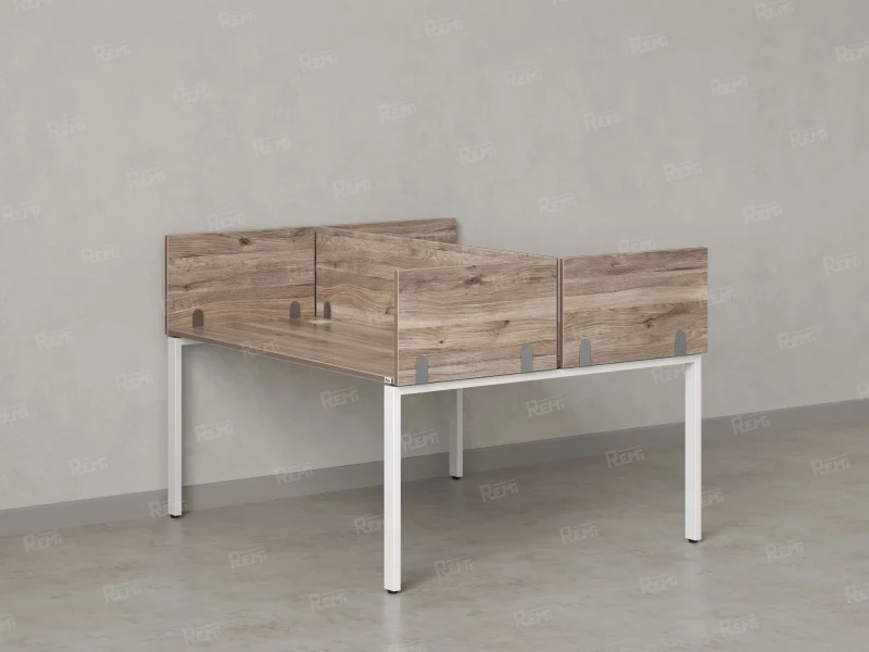 Бенч-система, 2 рабочих места, 5 ЛДСП экранов 1800x1200x750 RM165-4-18x12 Дуб Маувелла/Белый