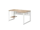 Стол угловой, экран металл, О-опора, правый 1400x800/1000x750, RM057-14x8-10 Дуб Маувелла/Белый
