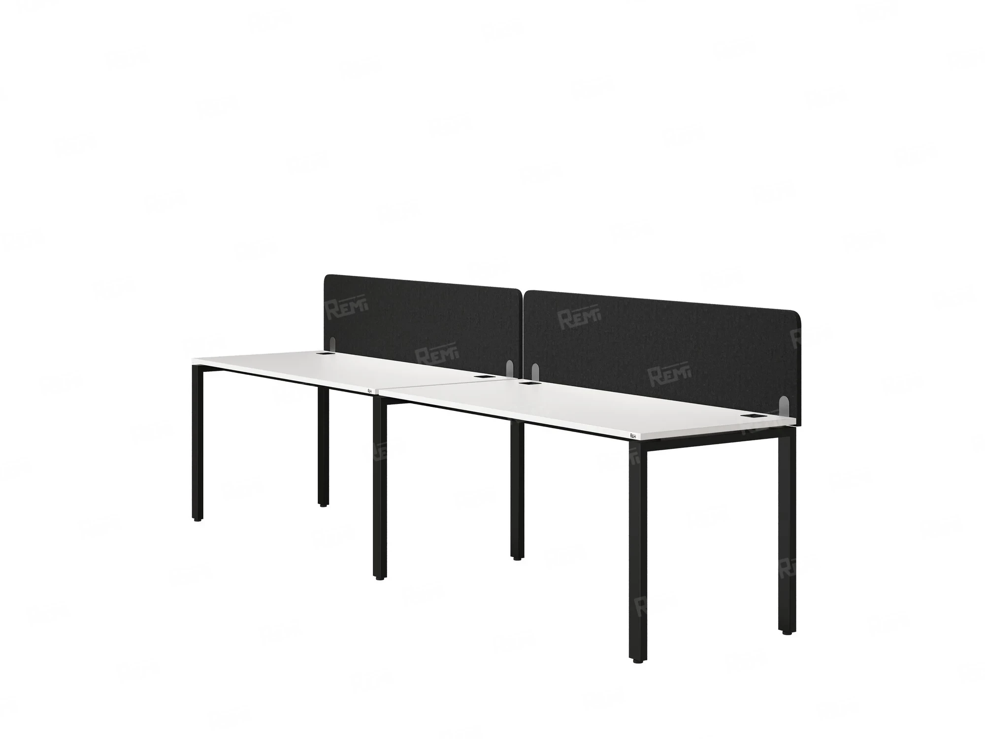 Бенч-система в 1 ряд, 2 рабочих места 2 тканевых экранов 2700x800x750 RM167-3-27x8 Белый/Черный